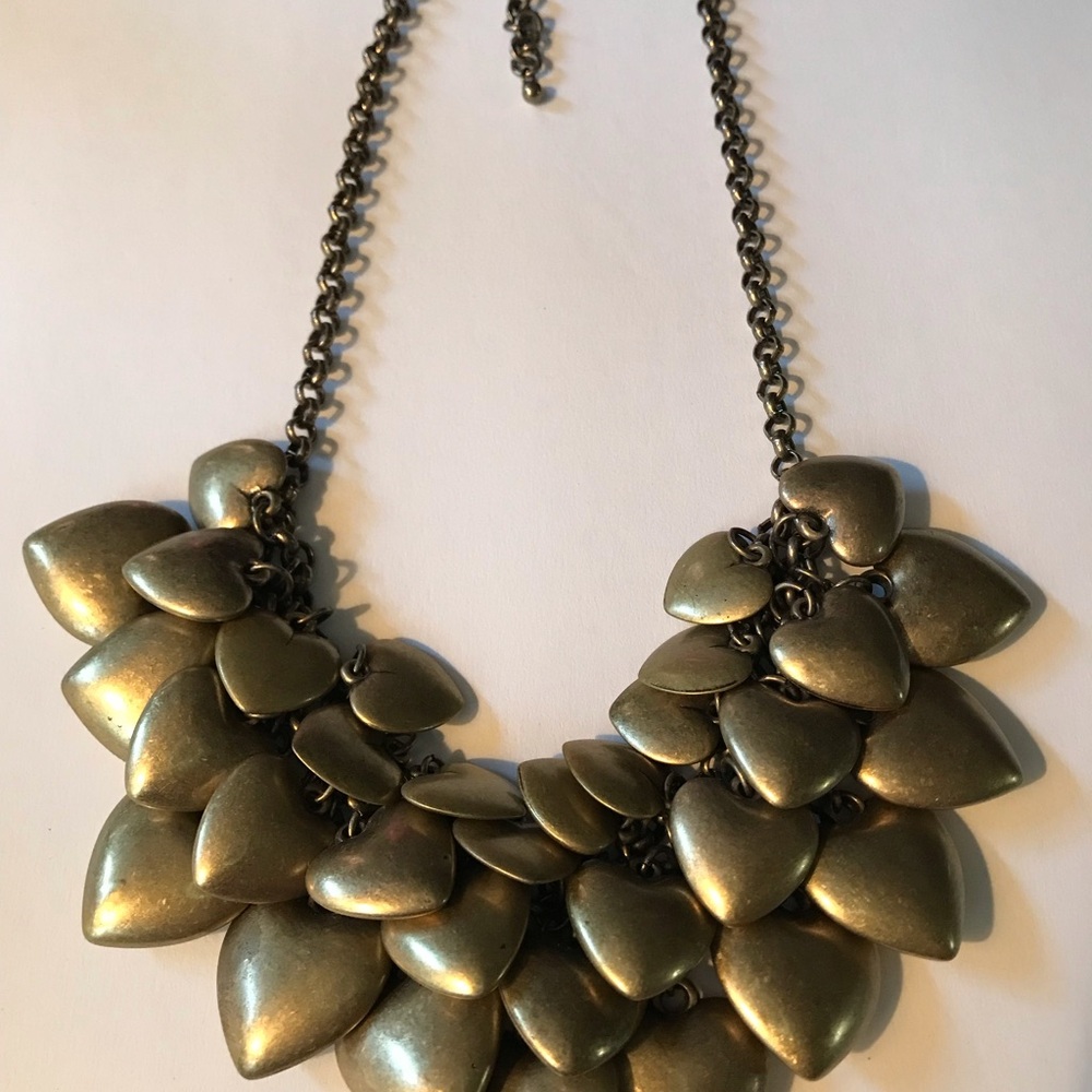 Antique Gold Layered Heart Statement Necklace - Joan Rivers
